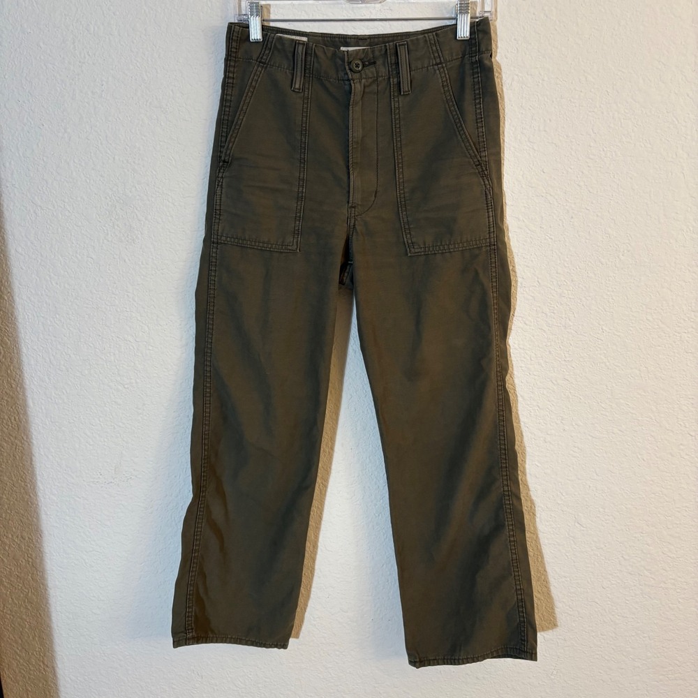 Levi's Premium Ribcage Straight Pants Size 26 Olive Green